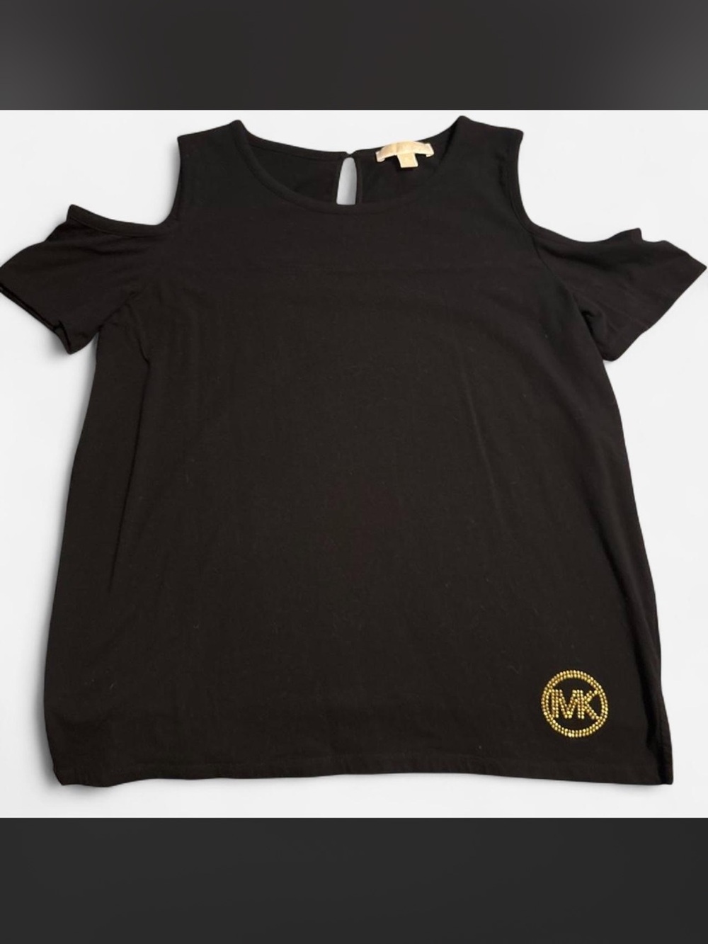 Michael Kors Women’s Cold-Shoulder Top with Gold Logo Accent